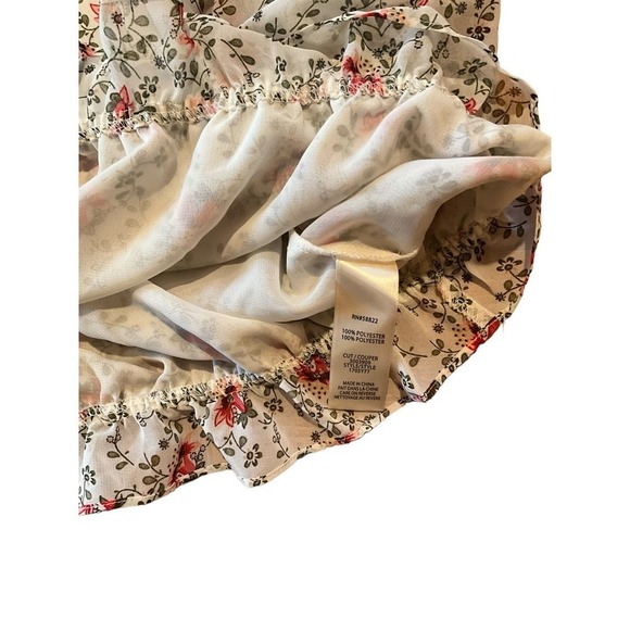 Max Studio Blouse Top Women L Beige Floral Cold Shoulder Long Sleeve Round Neck - Picture 3 of 4